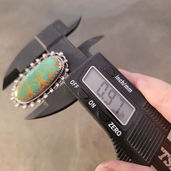 Vintage Navajo Beaded Large Oval Royston Turquoise Statement Ring - Picture 12 of 13